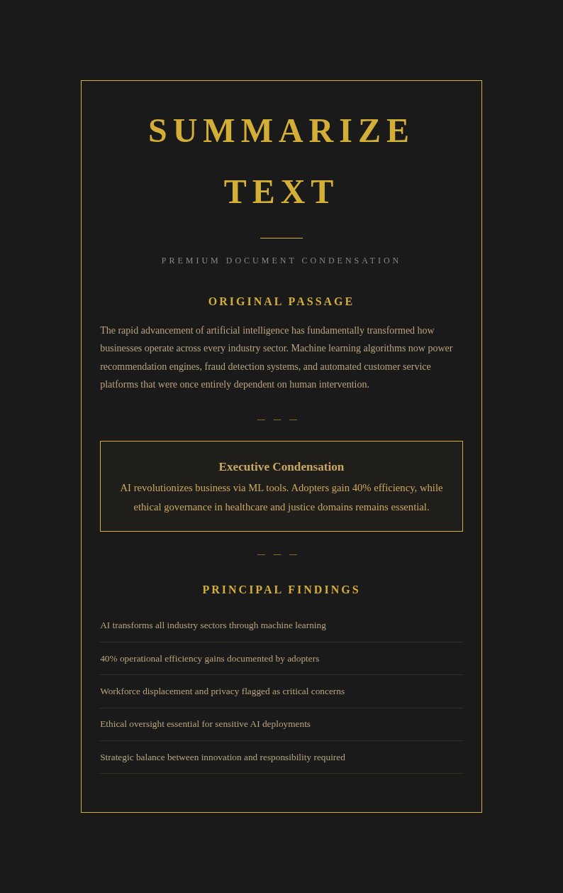 Luxury premium summarize text